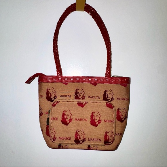 Vintage 90s Marilyn Monroe Red and Tan Tote Bag - Picture 1 of 10